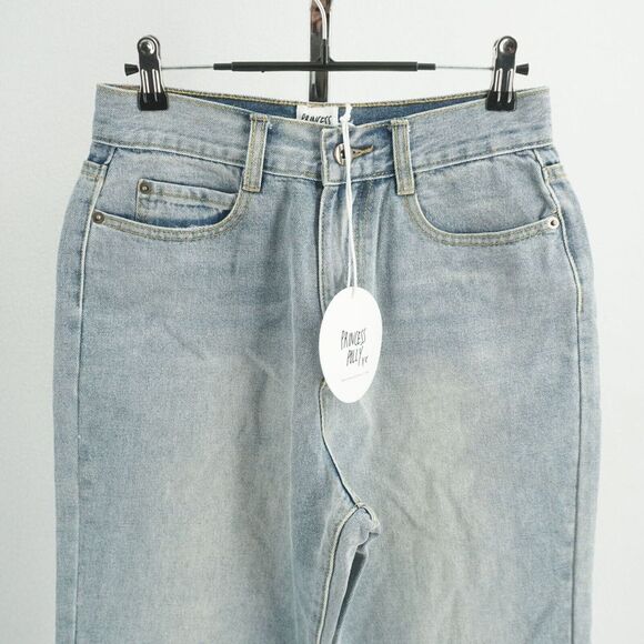 Princess Polly Womens Miami Vice Jeans Super High Rise Straight Cuff Off Blue 6 - Picture 3 of 9